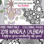 2018 Mandala Adult Coloring Page Calendar Free Printable