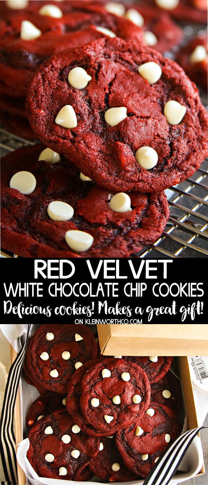 Red Velvet White Chocolate Chip Cookies for the holidays