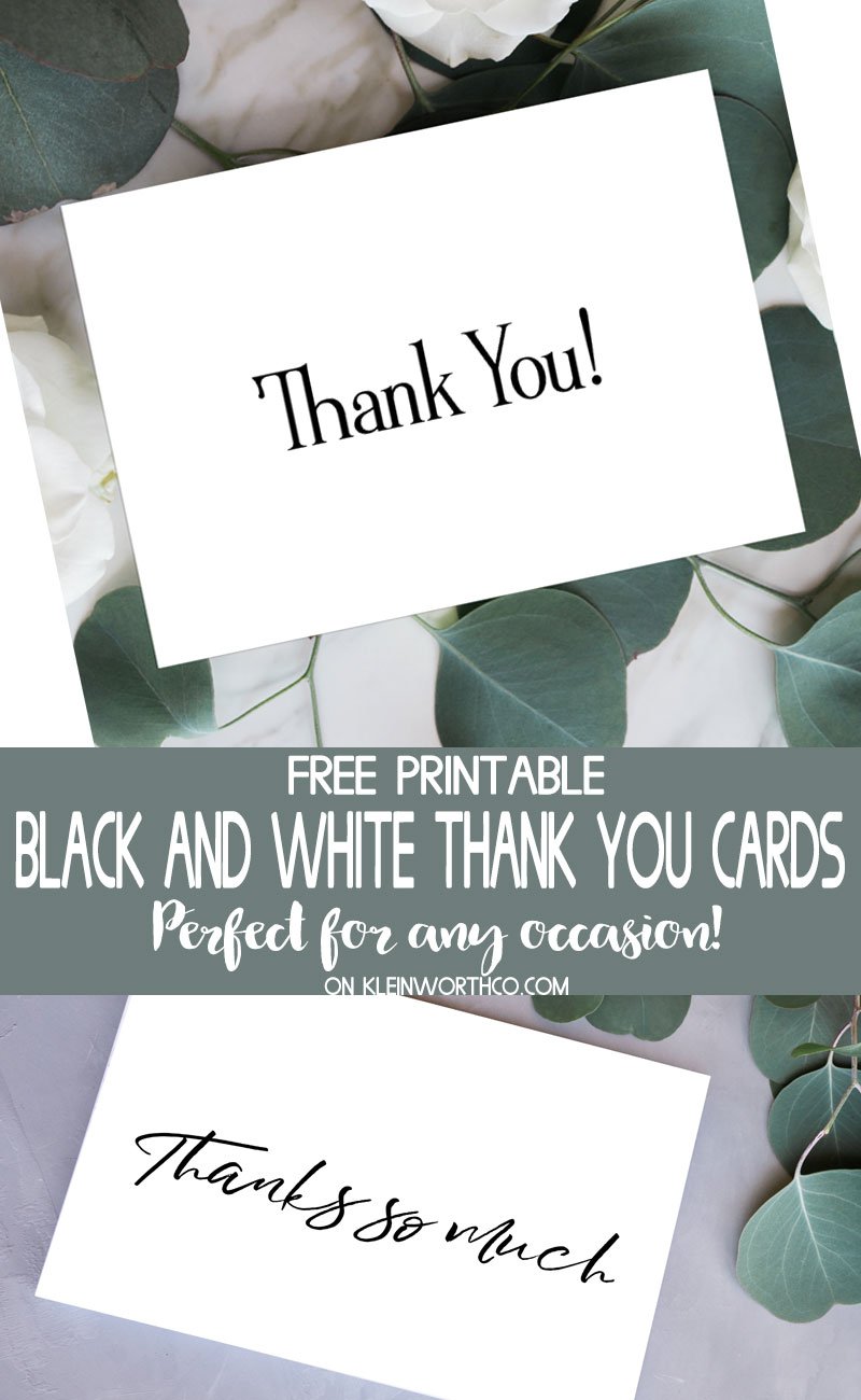 Black & White Thank You Cards - Free Printable