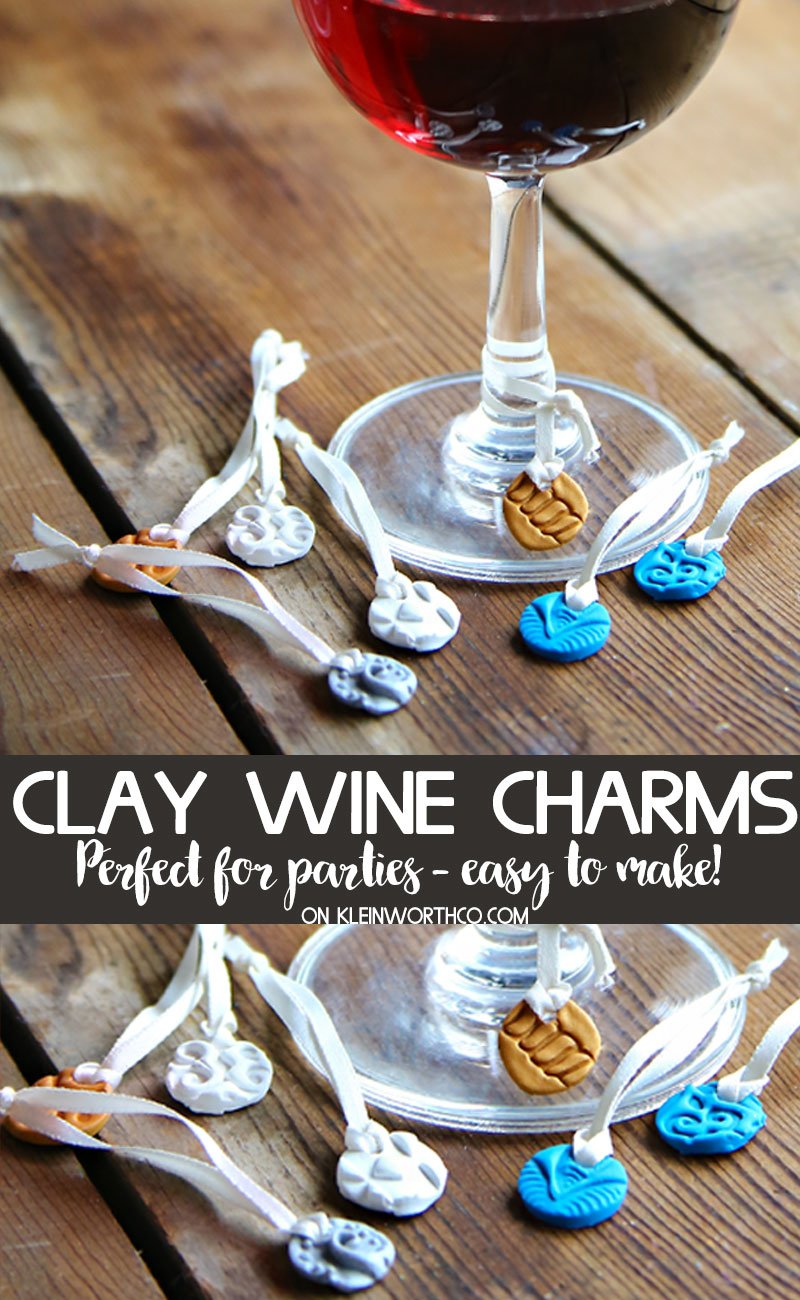 DIY Stamped Clay Wine Glass Charms