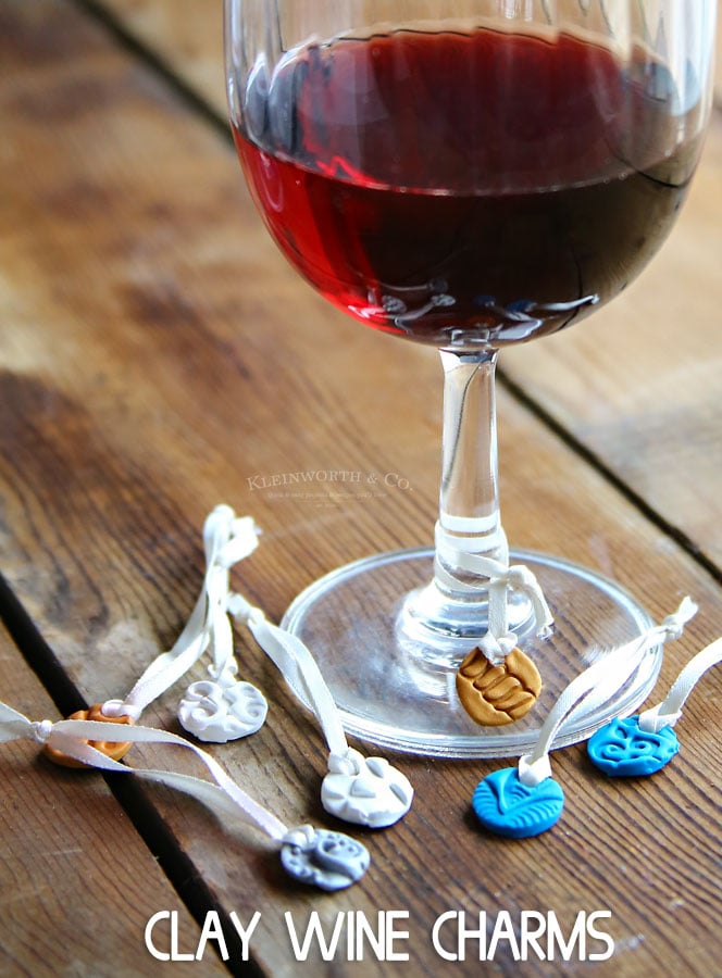 Stamped Clay Wine Glass Charms