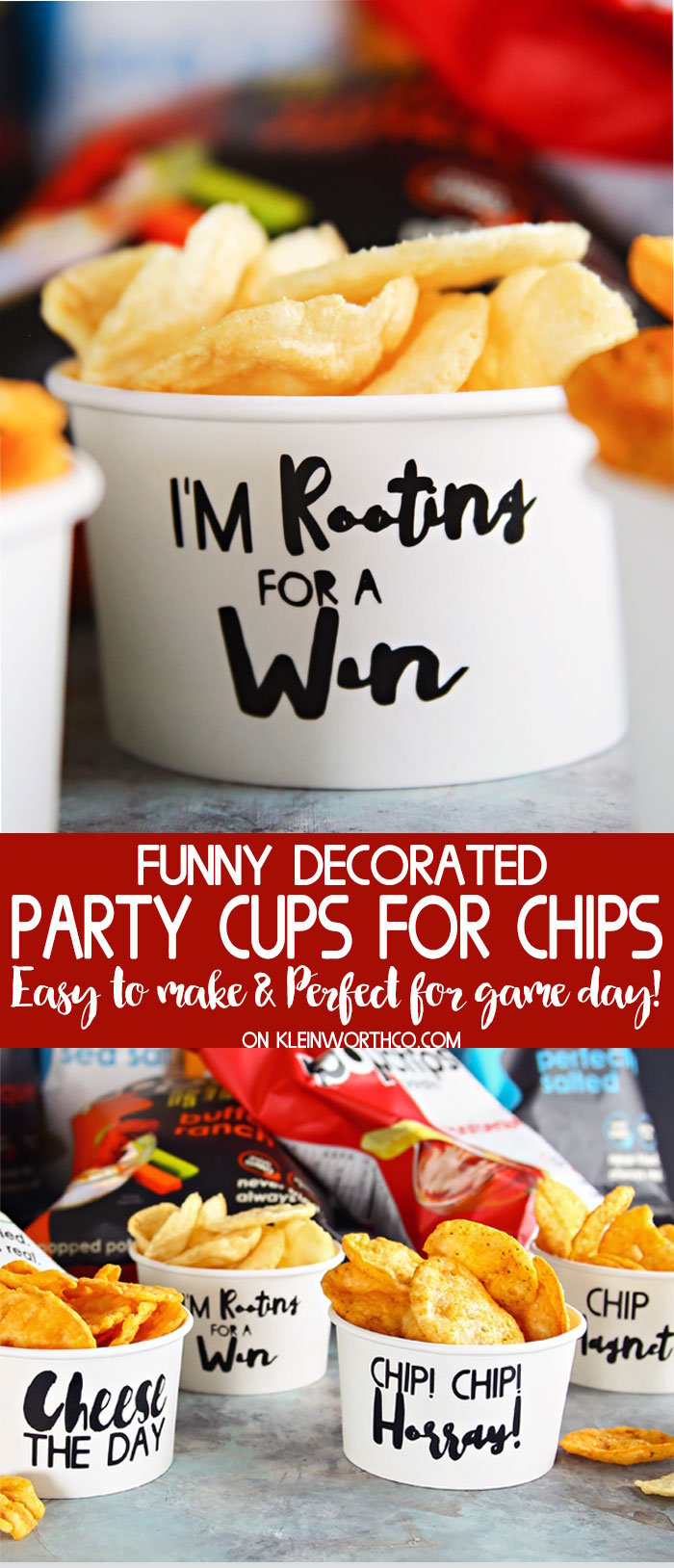 Funny Decorated Party Cups for Chips