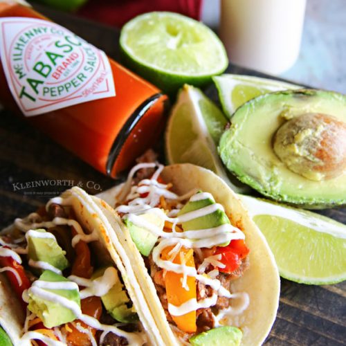 Slow Cooker Beef Tacos with TABASCO Sauce Crema - Yummi Haus