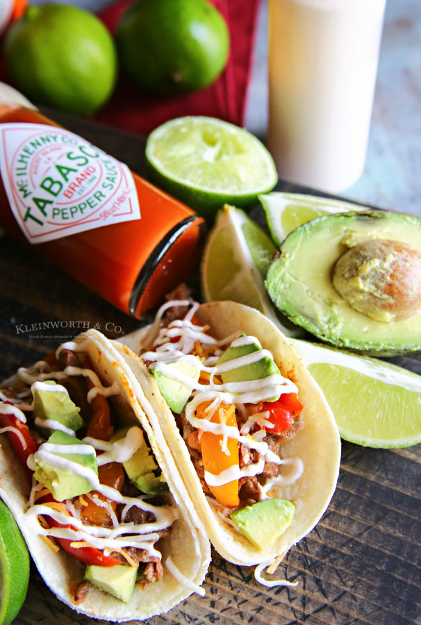 Slow Cooker Beef Tacos with TABASCO Sauce Crema Taste of the Frontier