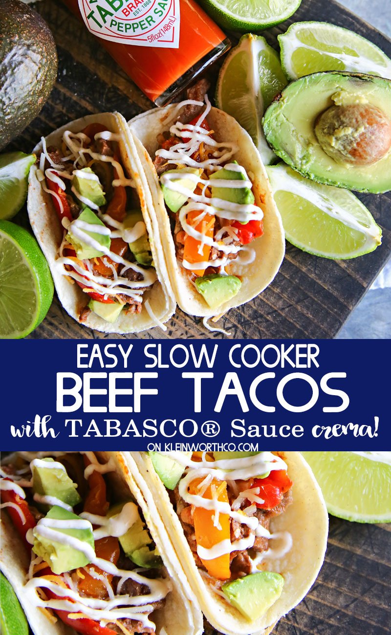 Slow Cooker Beef Tacos with TABASCO® Sauce Crema