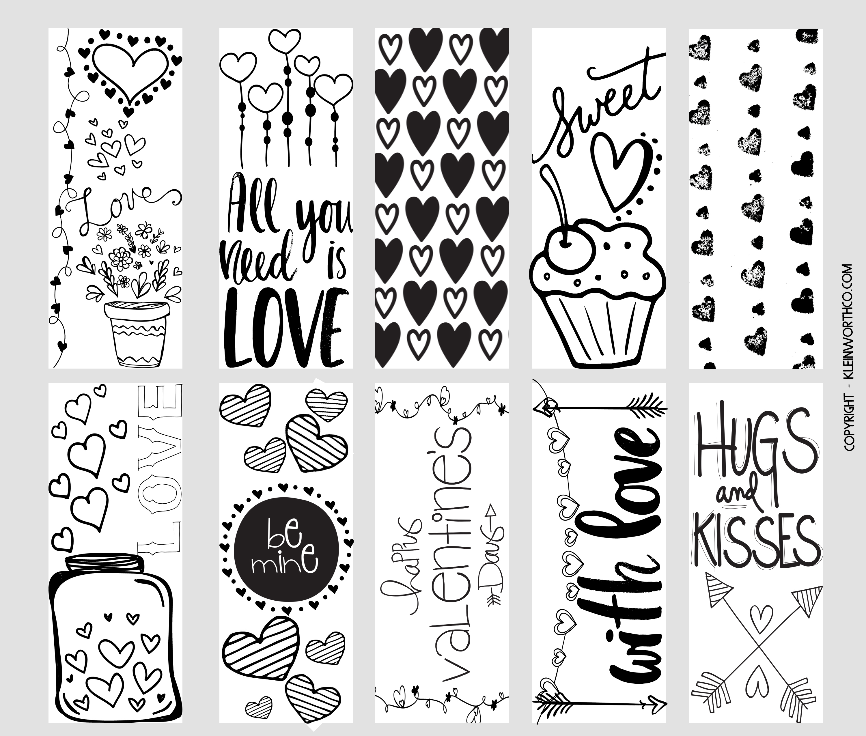 Valentine Printable Coloring Page Bookmarks Yummi Haus