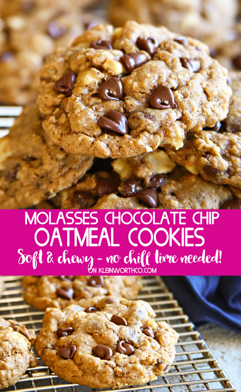 Molasses Chocolate Chip Oatmeal Cookies