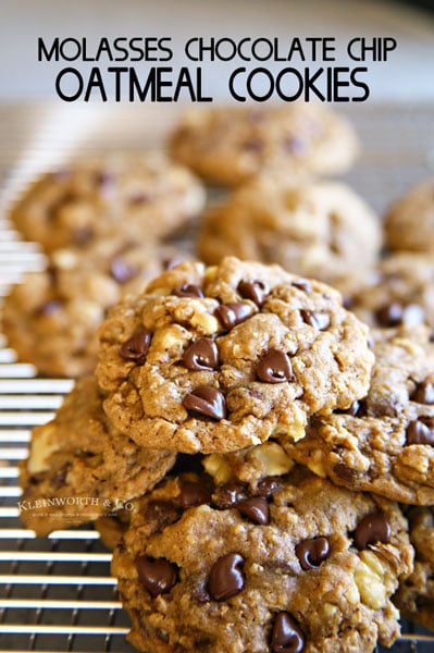 Molasses Chocolate Chip Oatmeal Cookies