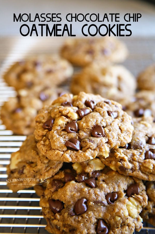 Molasses Chocolate Chip Oatmeal Cookies