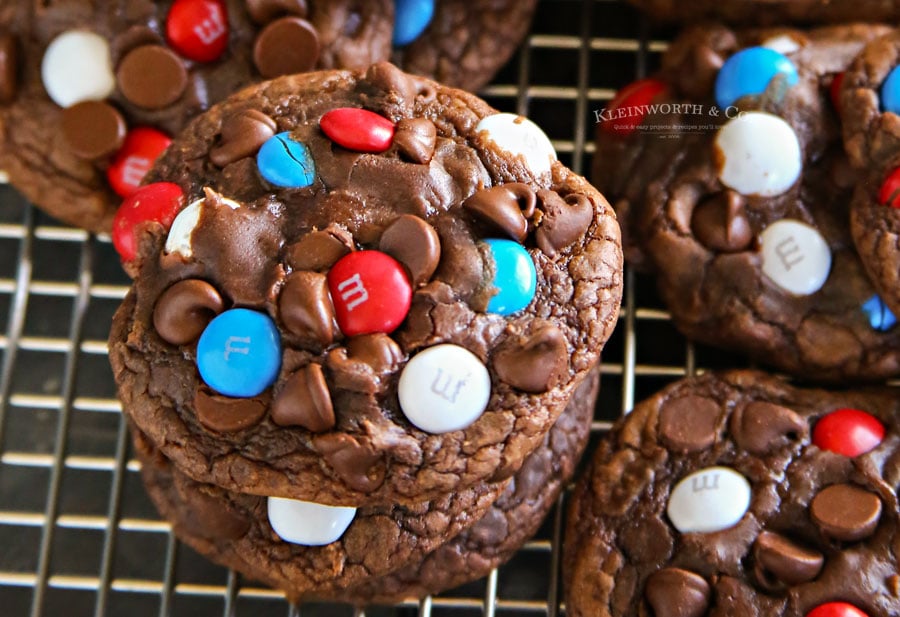 Chewy Patriotic Brownie Cookies