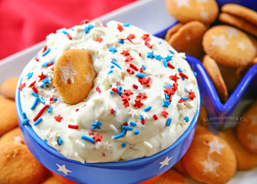 Patriotic Cake Batter Dip for 4th of July dessert ideas