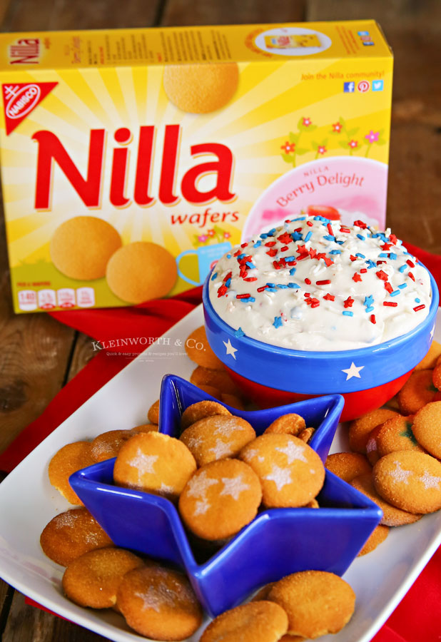 Patriotic Cake Batter Dip with NILLA Wafers