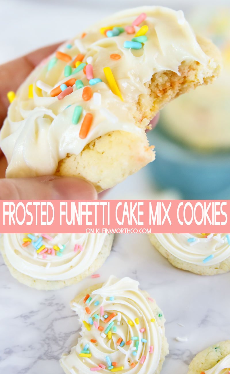 Frosted Funfetti Cake Mix Cookies