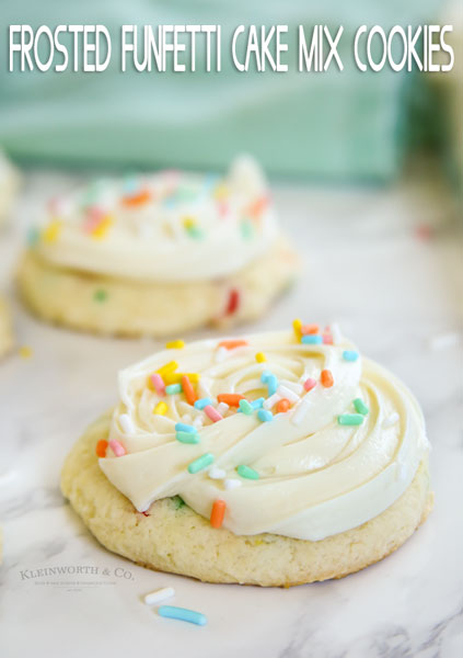 Frosted Funfetti Cake Mix Cookies