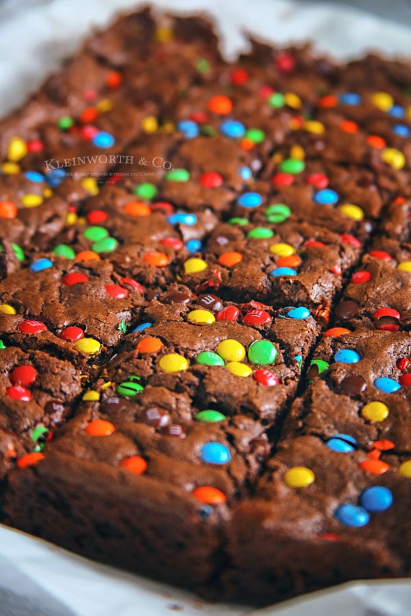 M&M Chocolate Fudge Bar Dessert