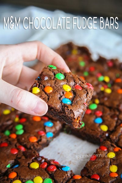 M&M Chocolate Fudge Bars