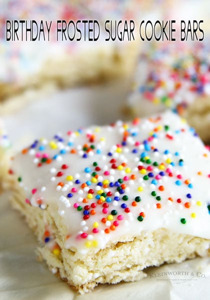 Birthday Frosted Sugar Cookie Bars