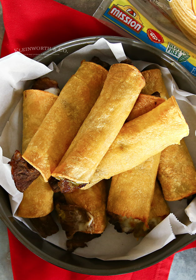 appetizer recipe - Air Fried Philly Cheesesteak Taquitos