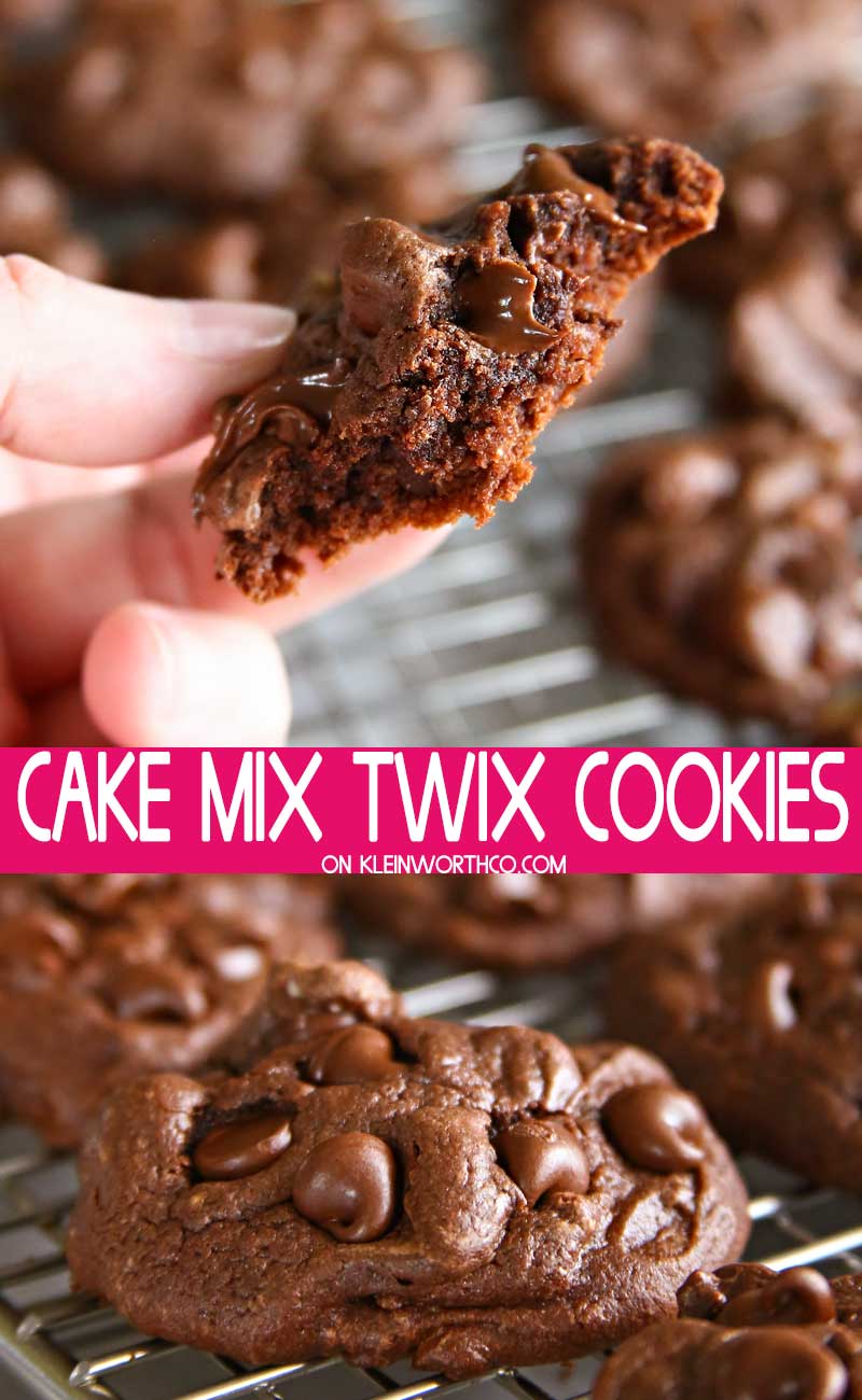Chocolate Cake Mix Twix Cookies