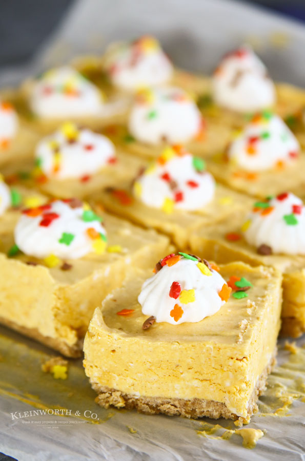 Fall Recipe - No-Bake Pumpkin Cheesecake Bars