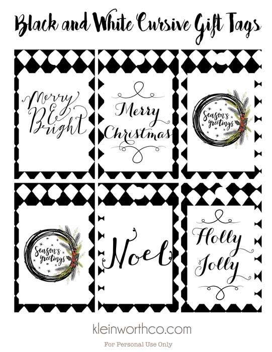 Black and White Cursive Gift Tags