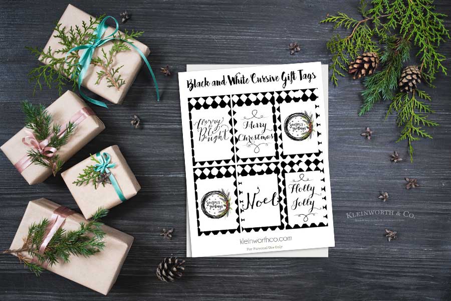 black and white gift tags