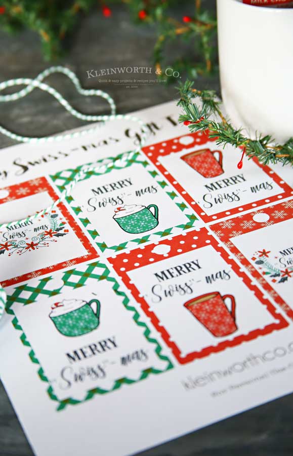 Neighbor gifts - Merry Swiss-Mas Free Printable Gift Tags