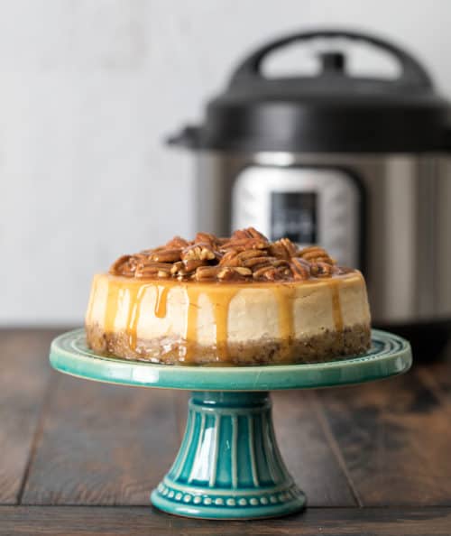 Pressure Cooker Caramel Pecan Cheesecake 