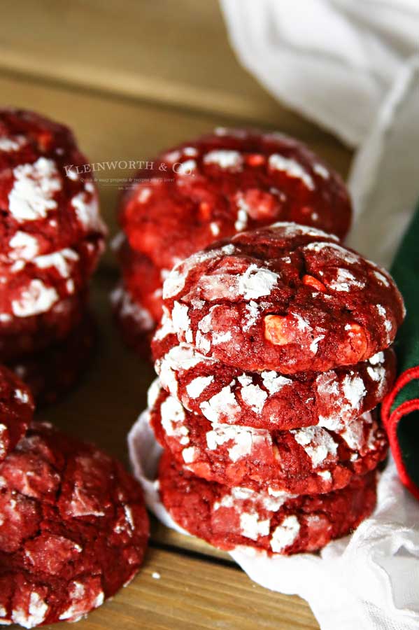 white chocolate chips Red Velvet Crinkle Cookies