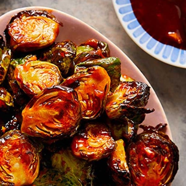 Air Fryer Brussels Sprouts with Honey Sriracha Sauce Taste of the