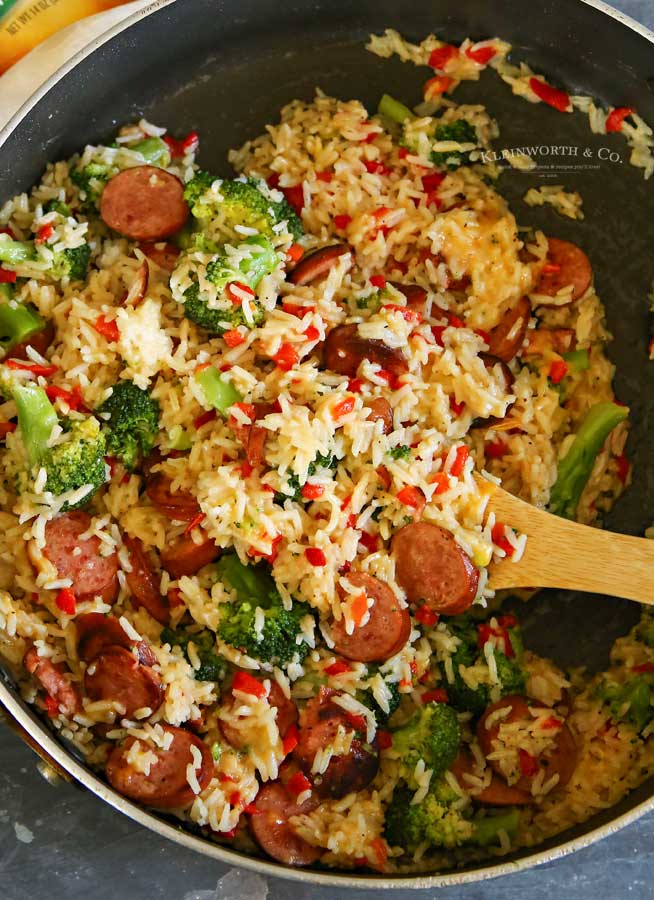 Cheesy Broccoli Sausage Skillet Dinner recipe