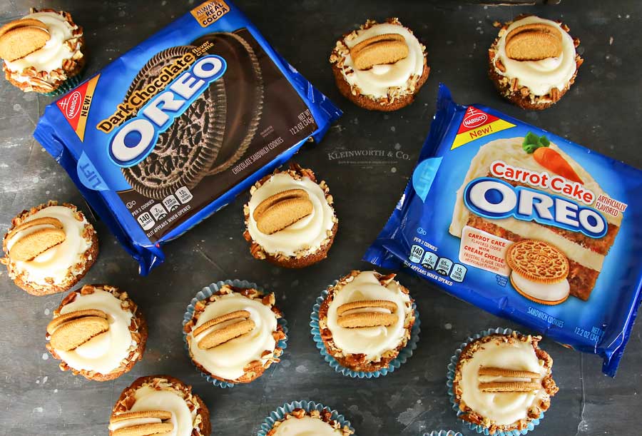 Carrot Cake Cupcakes with Carrot Cake Oreo Cookies