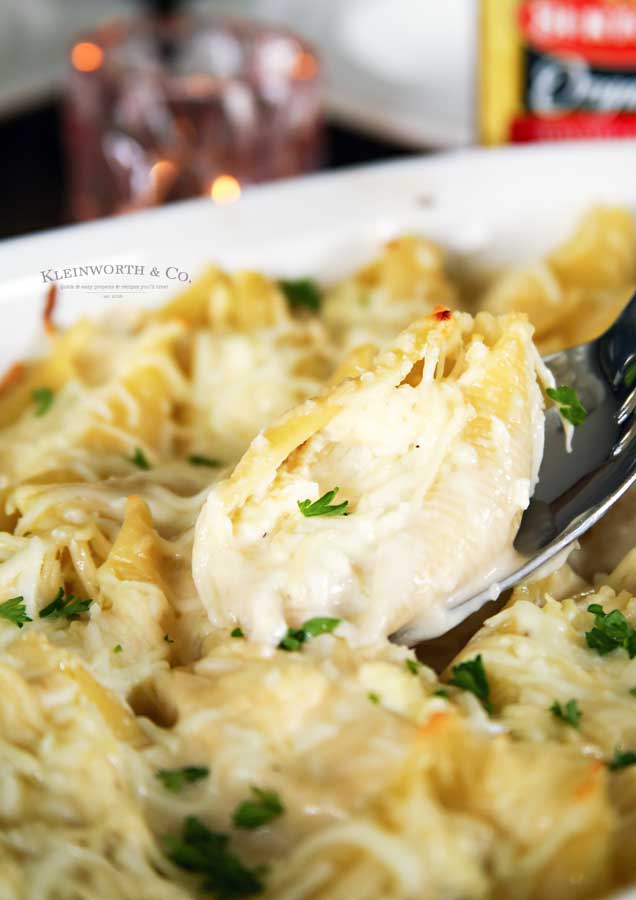 Easy dinner recipe - Chicken Alfredo Stuffed Shells