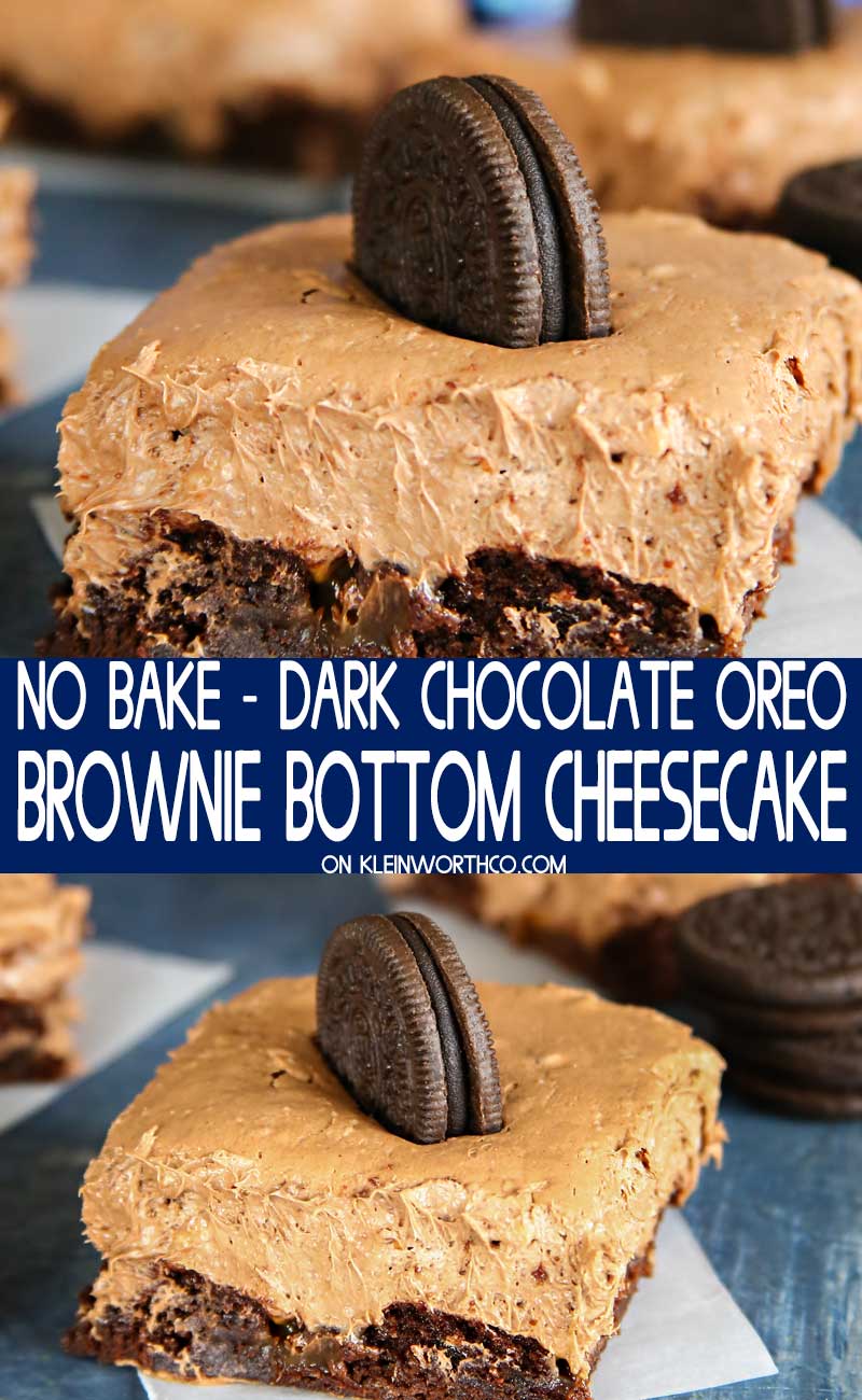 No-Bake Dark Chocolate OREO Brownie Bottom Cheesecake