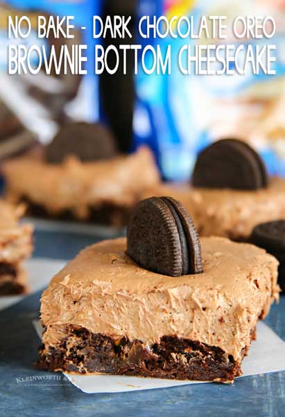 No-Bake Dark Chocolate Oreo Brownie Bottom Cheesecake