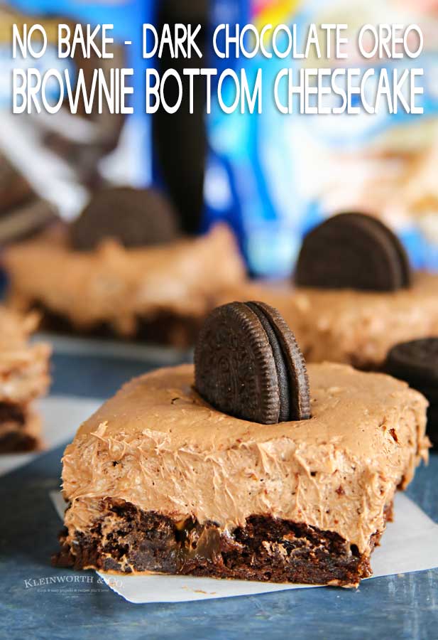No-Bake Dark Chocolate OREO Brownie Bottom Cheesecake
