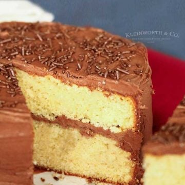 Best Yellow Cake Recipe with chocolate frosting