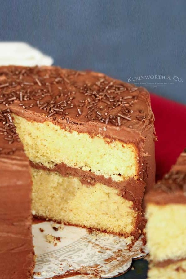 Best Yellow Cake Recipe with chocolate frosting