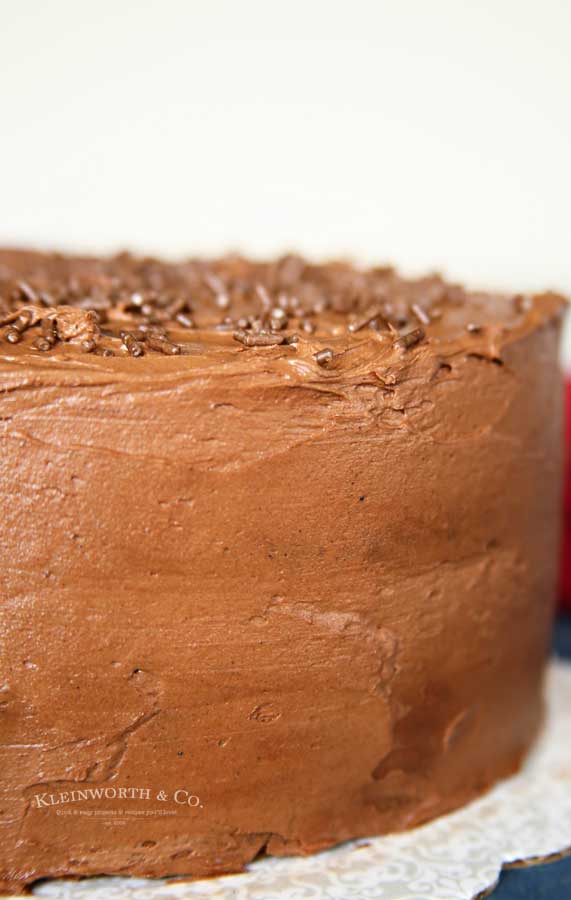 moist yellow cake with chocolate frosting