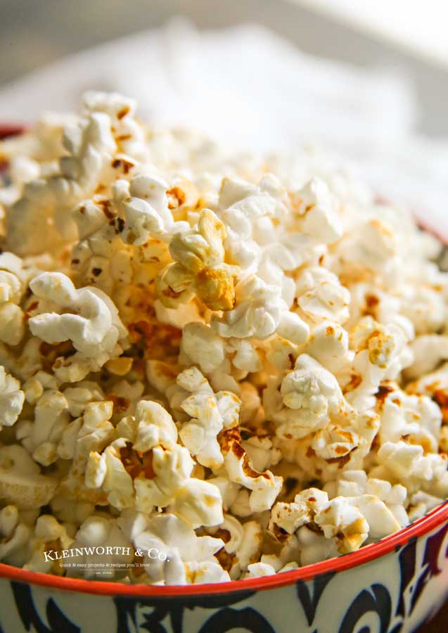 Homemade Kettle Corn in a paper bag