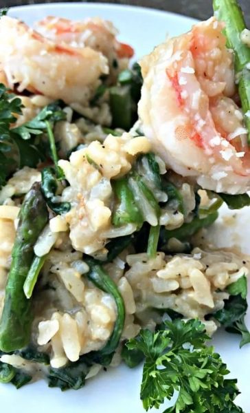 Easy, Instant Pot Lemon Shrimp Risotto with Vegetables and Parmesan