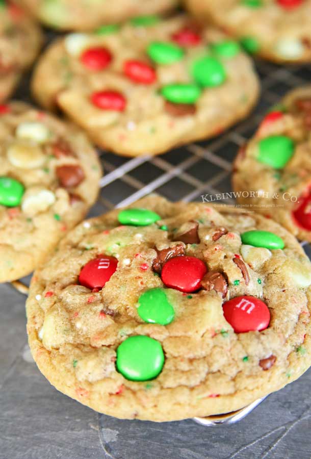 Easy 5 Ingredient M&M Christmas Cookies