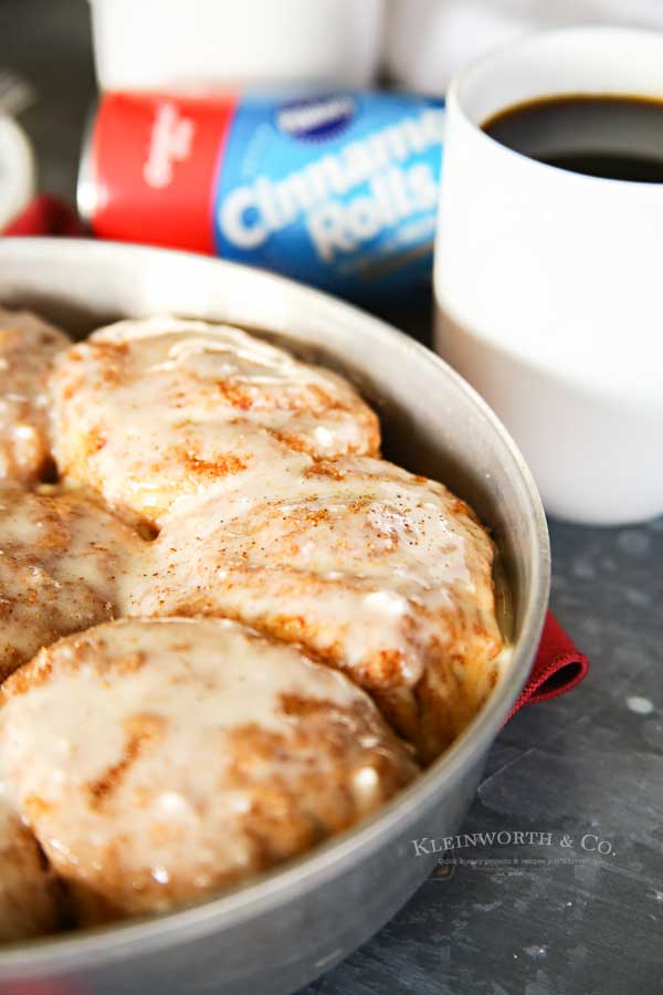 Eggnog Cinnamon Rolls with coffee