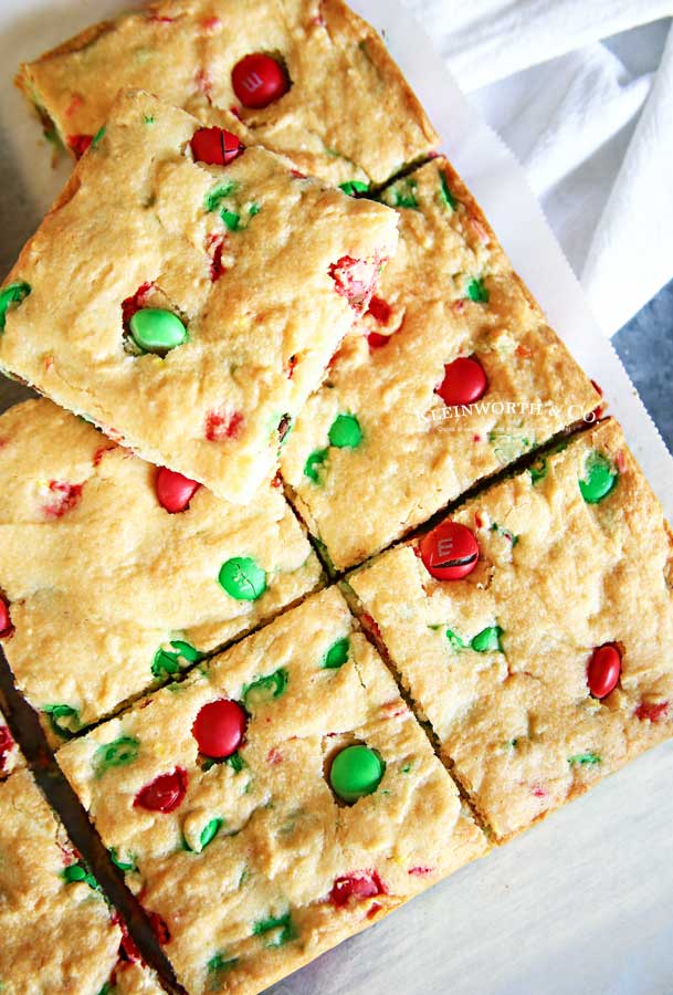 4 ingredient - M&M Christmas Cookie Bars