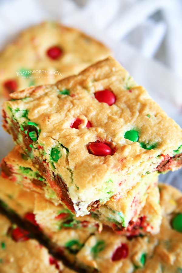 Cake Mix Bars - M&M Christmas Cookie Bars