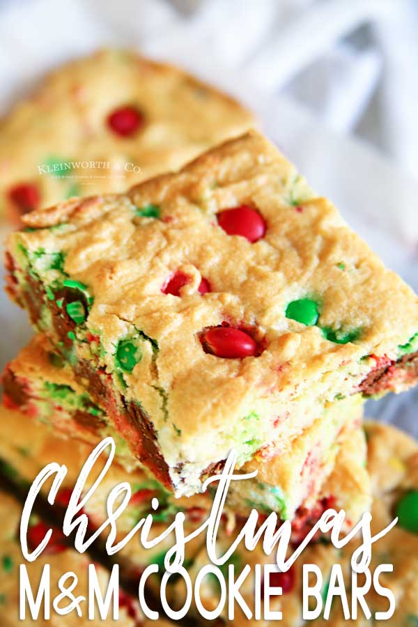 M&M Christmas Cookie Bars