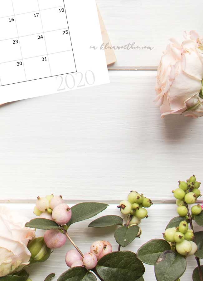 Simple 2020 Free Printable Calendar