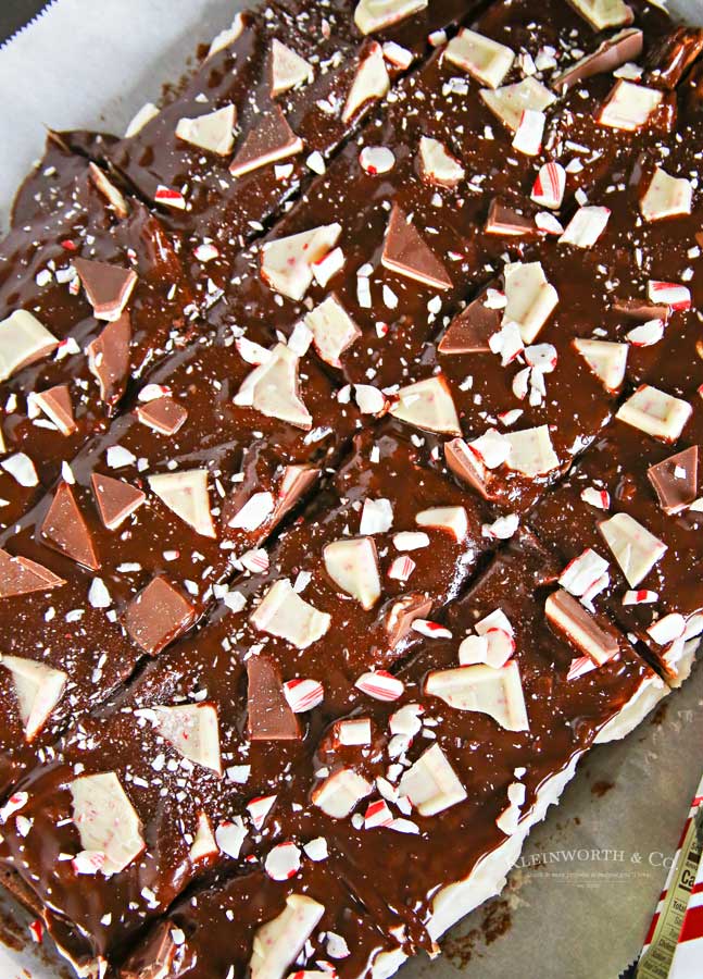 Frosted Peppermint Bark Brownies recipe