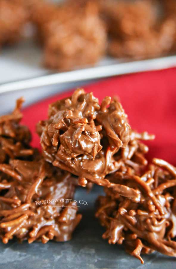 holiday recipe - No-Bake Chocolate Haystacks