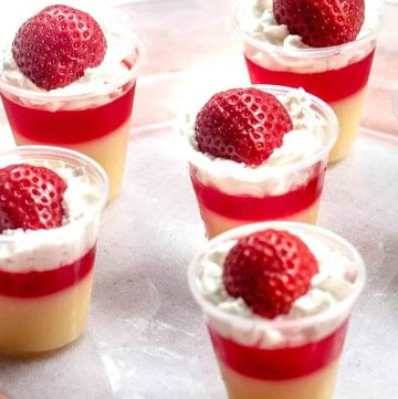 Layered Strawberry Shortcake Jello Shots